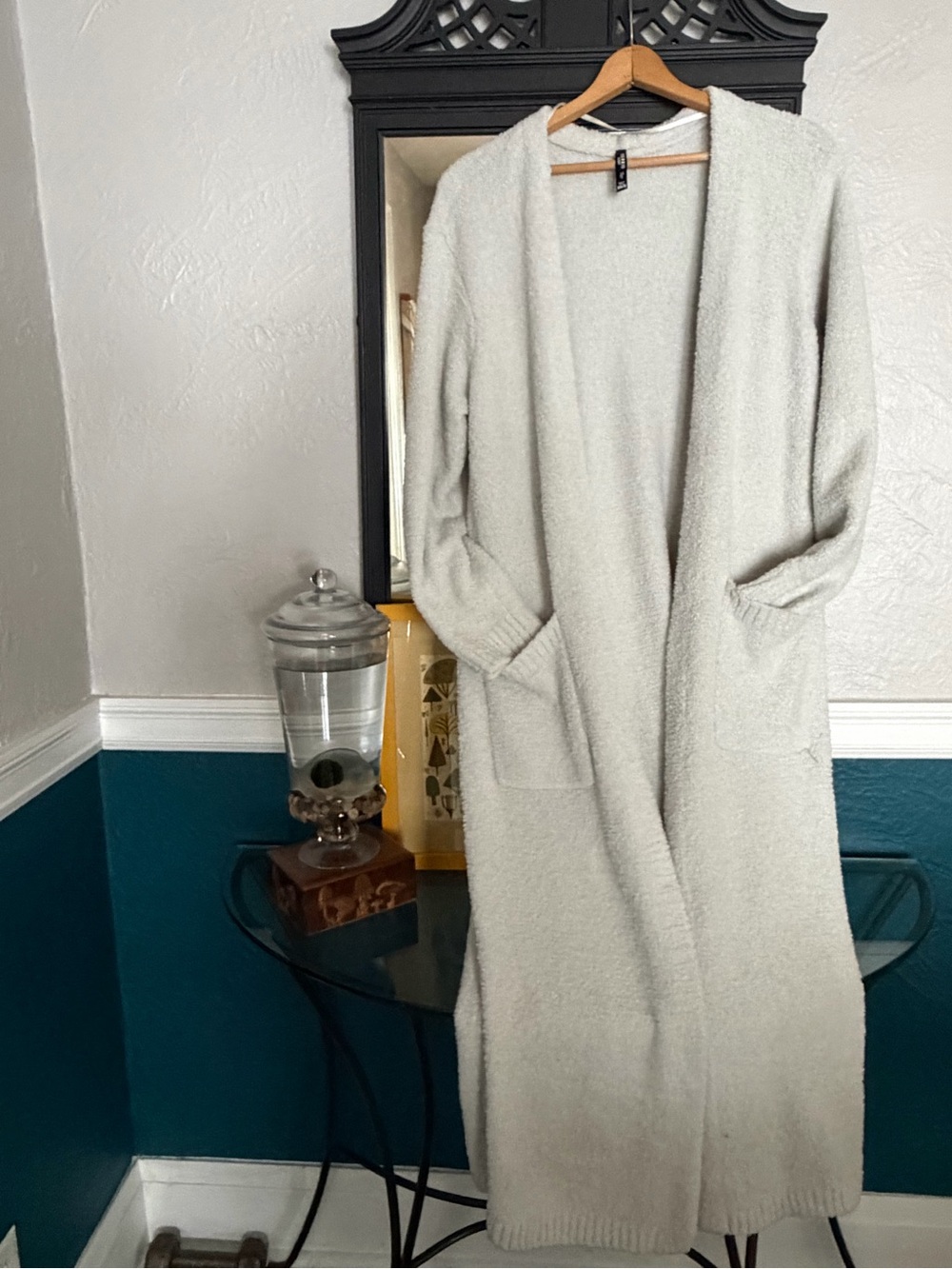 Torrid Light Gray Long Open-Front Plush Cardigan/Sleep wear